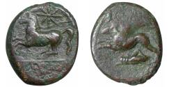 World Coins - Sicily Kainon 360-340 BC Bronze Mercenaries issue Griffin / Horse