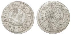 World Coins - Austria. Tyrol. Leopold V 1619-1632. Hall Mint. 3 Kreuzer. Silver.