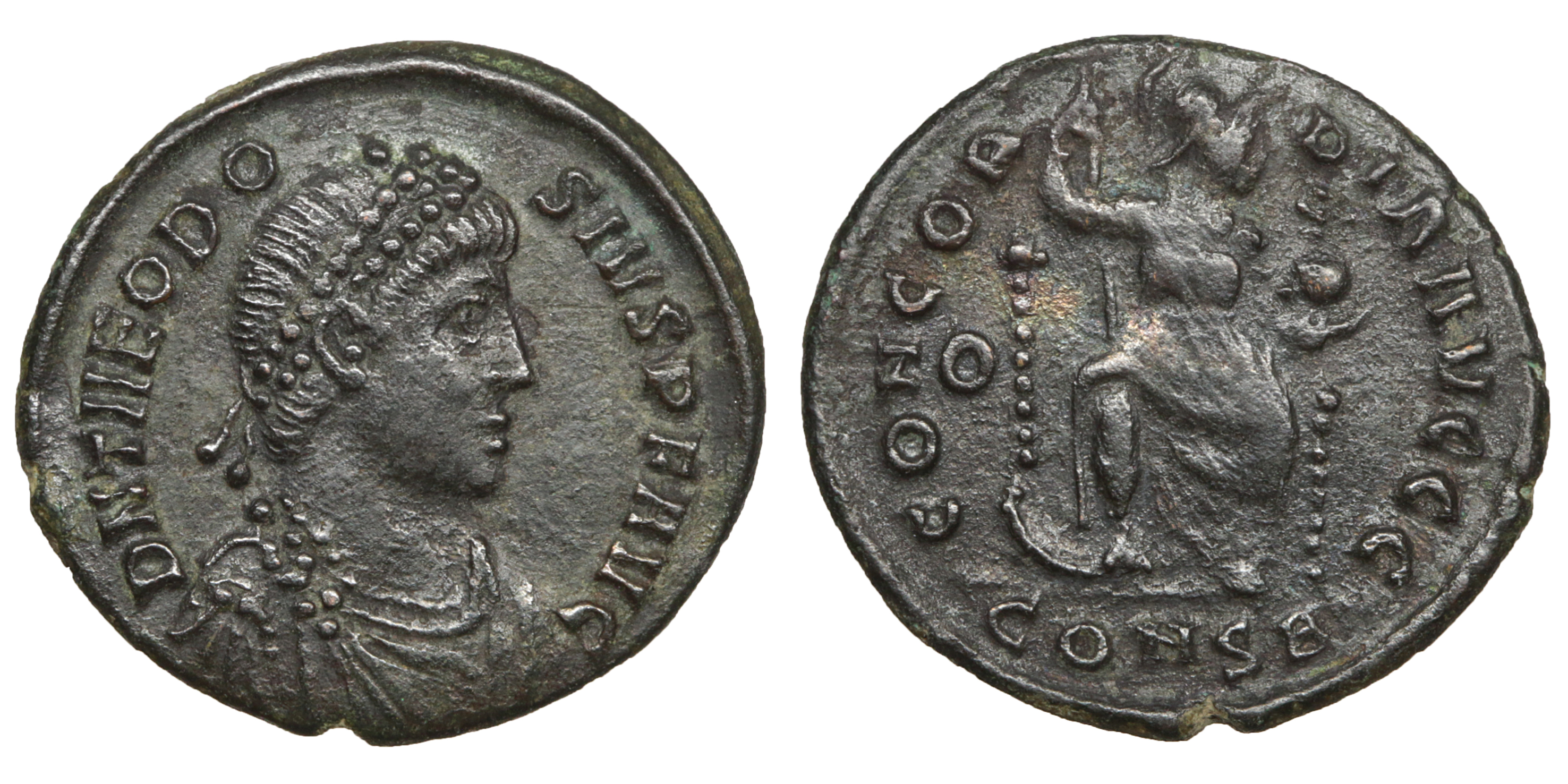 Theodosius I AD 379-395 AE Nummus Scarce type | Roman Imperial Coins