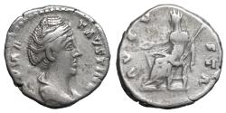 Ancient Coins - Faustina I, Diva. (Died 141 AD). Silver denarius. Rome. aXF