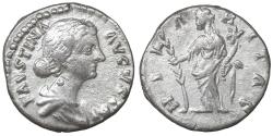 Ancient Coins - Faustina II AR Denarius Rome AD 147-176 aXF