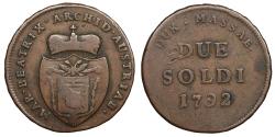 World Coins - Italian States Duchy of Massa and Lunigiana Maria Beatrice Este Malaspina (1790-1796) 2 Soldi 1792