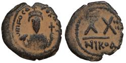 Ancient Coins - Phocas. 602-610. Æ Half Follis. 20 nummi aXF Year 4 605/6 Sandy patina