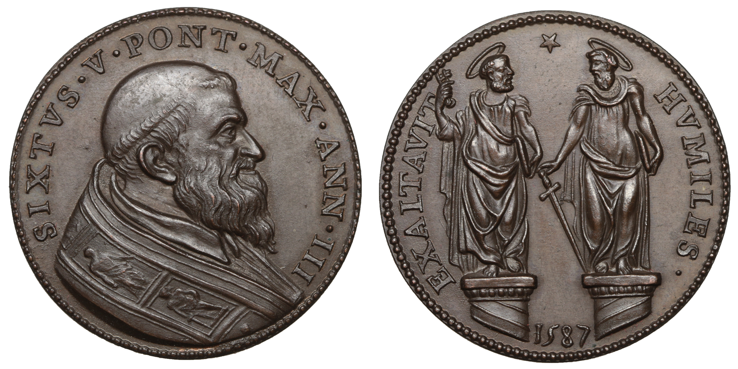 Papal States. Sixtus V 1585-1590. Medal. Year III. Restruck Papal States. Sixtus V 1585-1590. Medal. Year III. Restruck