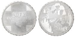 World Coins - Switzerland 20 Francs 1996 Gargantua the giant Silver Proof 32,8 mm - 20 gr. Mint State