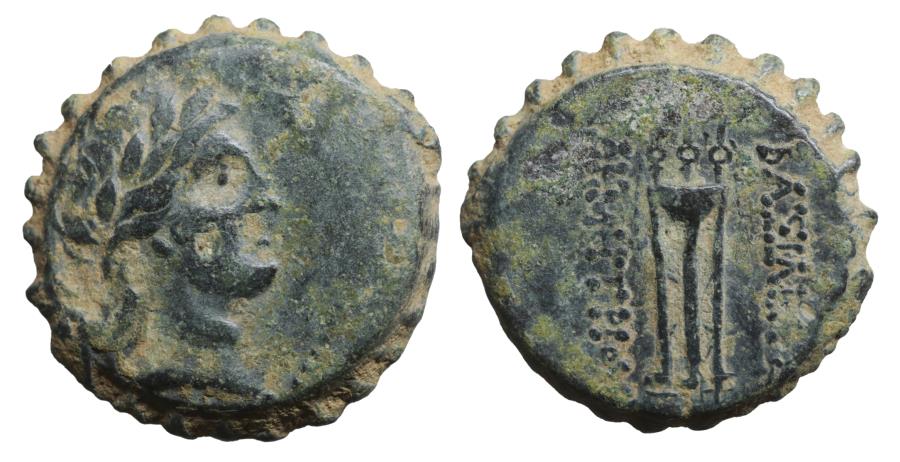 SELEUKID - Demetrios I 162-150 BC - Serrate Bronze Apollo Tripod Desert