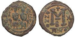 Ancient Coins - Justin II and Sophia AE Follis Nicomedia. 565-578 AD