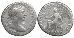 Ancient Coins - Trajan 98-117 Denarius VESTA VF+