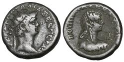 Ancient Coins - Nero with Poppaea 54-68 BI Tetradrachm EGYPT Alexandria Toning VF+