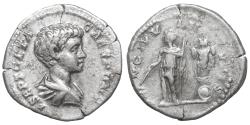 Ancient Coins - Geta as caesar 193-211 Denarius Rome AD 200-202 VF\XF