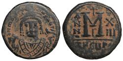 Ancient Coins - MAURICE TIBERIUS. 582-602 AD. Æ Follis aXF Antioch  Dated year 13 (594/5 AD).