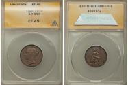 World Coins - Great Britain Victoria Farthing 1840 XF45 ANACS