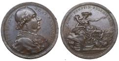 World Coins - Papal States Pius VI 1775-1799 AE Medal 29-06-1791 Pontine Marshes drainage Rare. Mint State