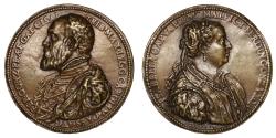 World Coins - ITALY Guastalla (county) Ferrante I Gonzaga with Isabella di Capua 1539-1557 Æ68 Posthumous Medal