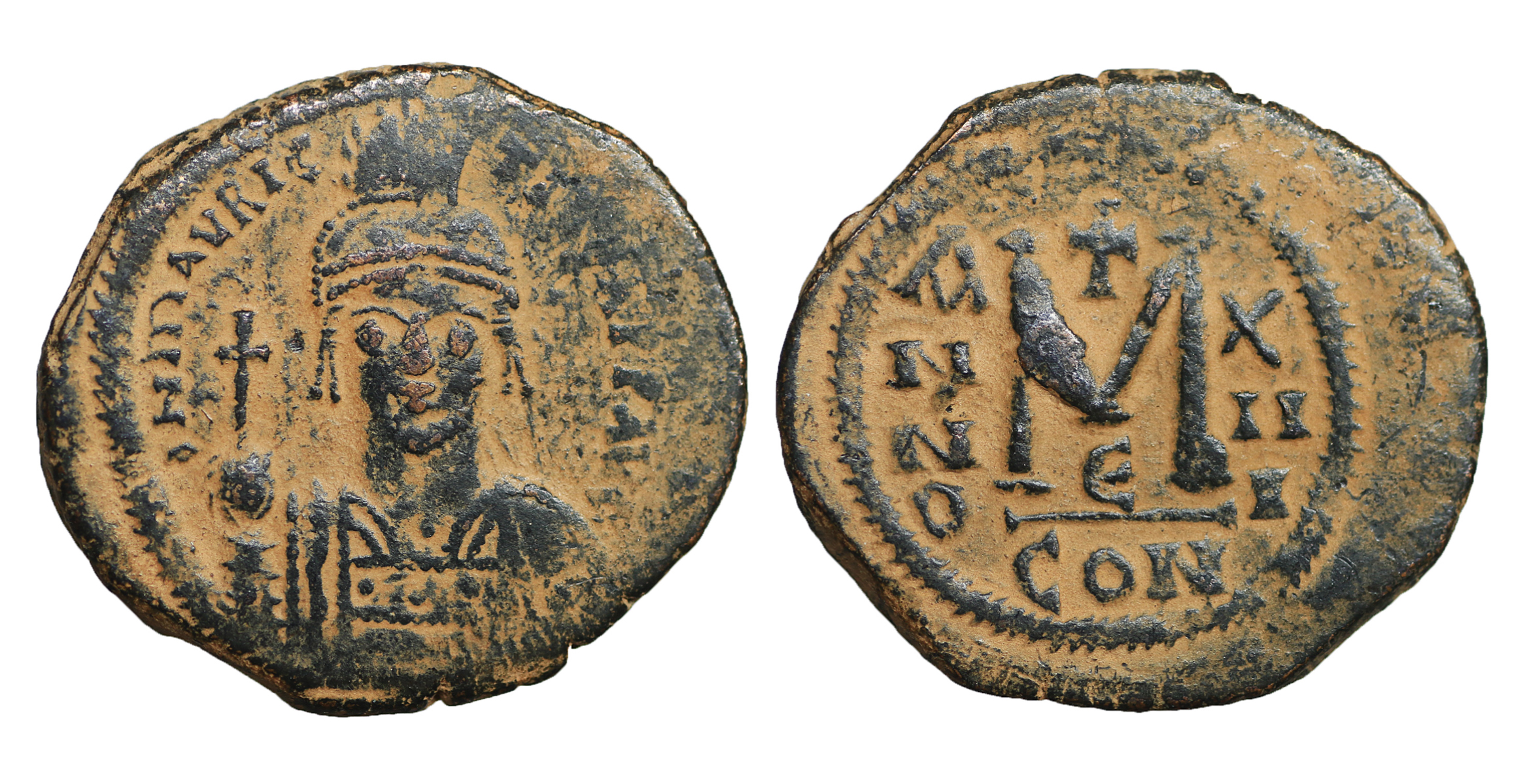 Maurice Tiberius 582-602 Æ follis XF Byzantine coins | Byzantine Coins