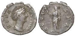 Ancient Coins - Diva Faustina I AR Denarius Rome AD 141 Toned XF Ceres