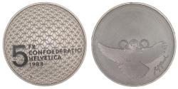 World Coins - Switzerland 5 Francs 1988 Olimpic games Nickel 13,20 gr. - 31,2 mm.