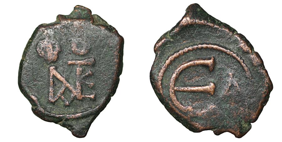 Ancient Coins - Justinus II 565-578 AD AE Pentanummium VF+ \ Byzantine Cpin