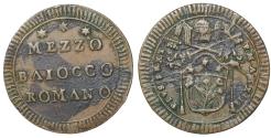 World Coins - Papal States Pius VI 1775-1799 1/2 baiocco