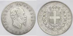 World Coins - Kingdom of Italy. Victor Emmanuel II. 2 Lire 1863. Naples. VF+. SCARCE