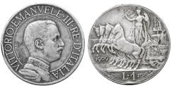 World Coins - Kingdom of Italy Victor Emmanuel III 1 Lira 1909 VF\XF