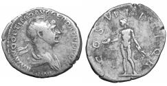 Ancient Coins - Trajan AD 98-117 AR denarius Rome Genius VF+