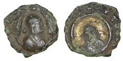 Ancient Coins - AXUM Ouazebas 4th century Æ14 gilding on reverse Rare VF+