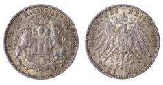 World Coins - Germany 3 Mark 1909 Silver XF