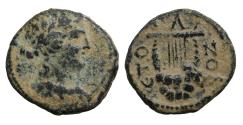 Ancient Coins - Seleucis and Pieria Antioch Civic issue Æ Dichalkon Apollo / Lyre