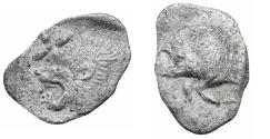 Ancient Coins - Mysia Kyzikos circa 480 BC Hemiobol SIlver