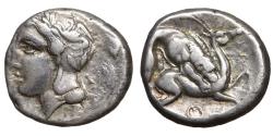 Ancient Coins - LUCANIA, Velia. Circa 440/35-400 BC. AR Nomos Silver Athena  / Lion VF\XF