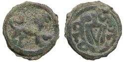 Ancient Coins - CHACH. Tarnavch, 8th century, AE cash Lion \ tamgha Sogdian legend
