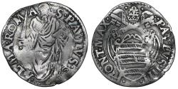 World Coins - Papal States Paul IV 1555-1559 Rome Giulio Toning XF