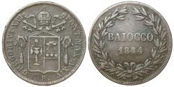 World Coins - Papal States. ROMA. Gregory XVI (1831-1846). Baiocco 1844 aXF