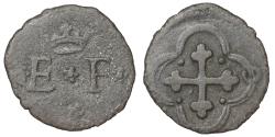 World Coins - Italy SAVOY. Emanuele Filiberto (1553-1580). Quarter Soldo (Chambery). Scarce