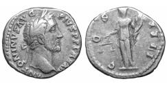 Ancient Coins - Antoninus Pius AR Denarius Rome AD 148-149 aXF Aequitas