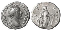Ancient Coins - Antoninus Pius AR Denarius Rome AD 144-148 XF Annona