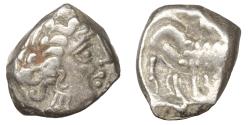 Ancient Coins - Celtic Gaul Insubres AR Drachm imitating Massalia VF\XF