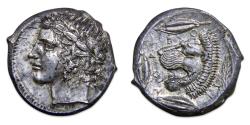 Ancient Coins - Sicily, Leontinoi. 455-430 BC.  AR Tetradrachm