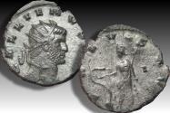 Ancient Coins - Silvered antoninianus Gallienus, Siscia mint circa 267-268 A.D. - SALVS AVG with I in field - very rare