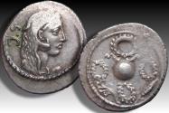 Ancient Coins - AR denarius Faustus Cornelius Sulla, Rome mint 56 B.C.