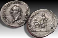 Ancient Coins - AR denarius Vespasian / Vespasianus, Rome mint - ANNONA AVG reverse - scarcer type circa 77-78 A.D.