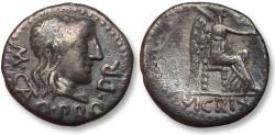 Ancient Coins - AR quinarius M. Porcius Cato Uticensis , Utica (Africa) circa 47-46 B.C.