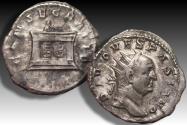 Ancient Coins - AR antoninianus DIVI series circa 250-251 A.D. - DIVO VESPASIANO - rare cointype