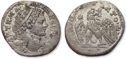 Ancient Coins - AR 27mm tetradrachm Caracalla, MESOPOTAMIA, Carrhae mint circa 215-217 A.D. - variety with crescent symbol -