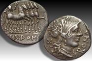 Ancient Coins - AR denarius Cnaeus Domitius Ahenobarbus, Rome 116-115 B.C.
