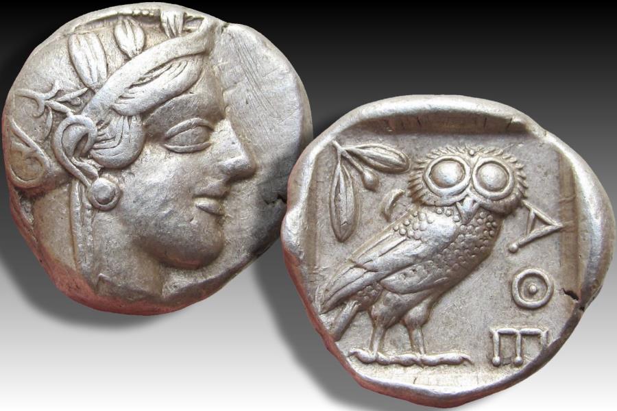 Ancient Coins - AR tetradrachm Attica, Athens 454-404 B.C.