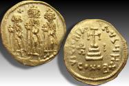 AV gold solidus Heraclius, with Heraclius Constantine and Heraclonas, Constantinople 610-641 A.D.