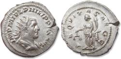 Ancient Coins - AR antoninianus Philip I "The Arab", Rome mint 247-249 A.D. - AEQVITAS AVGG - struck on very large 25mm flan