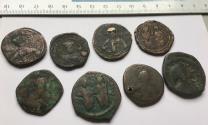 Ancient Coins - Group of 8x AE follis / 40 nummi circa 500-850 A.D. - Mixed group large size Byzantine folles